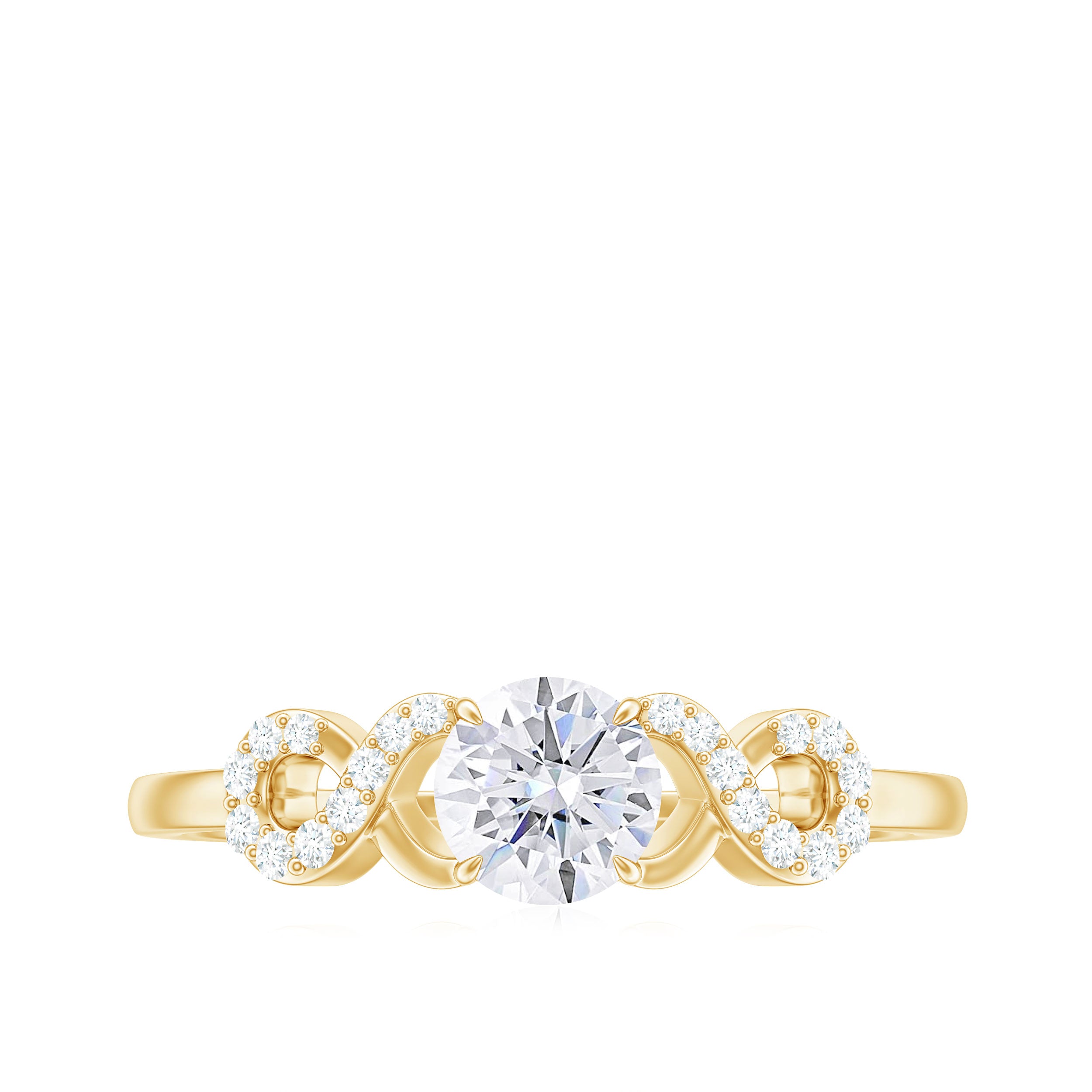 Rosec Jewels-Round Moissanite Criss Cross Promise Ring