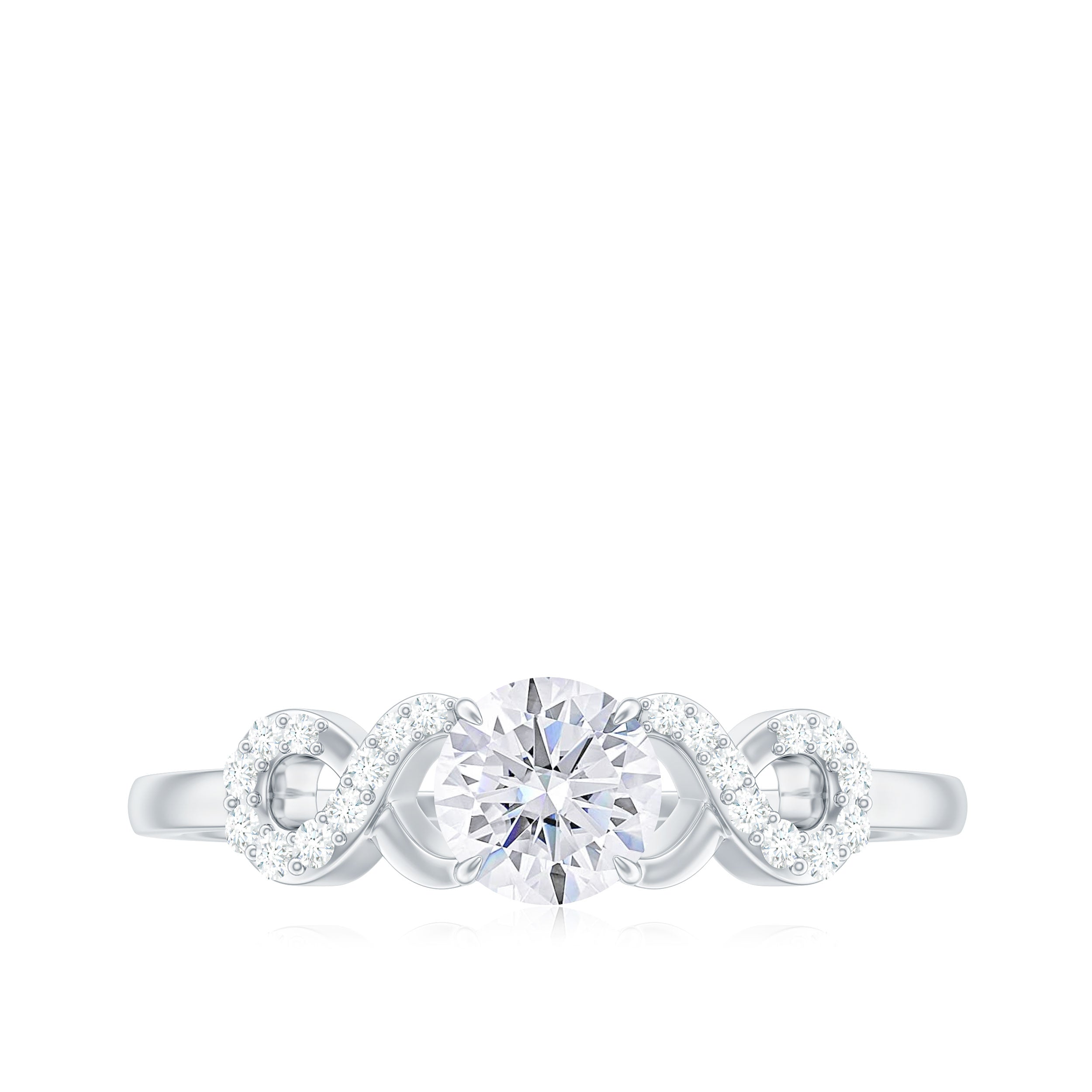 Rosec Jewels-Zircon Infinity Engagement Ring in Claw Setting