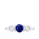 Rosec Jewels-Round Created Blue Sapphire Infinity Engagement Ring with Diamond