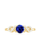 Rosec Jewels-Round Created Blue Sapphire Infinity Engagement Ring with Diamond