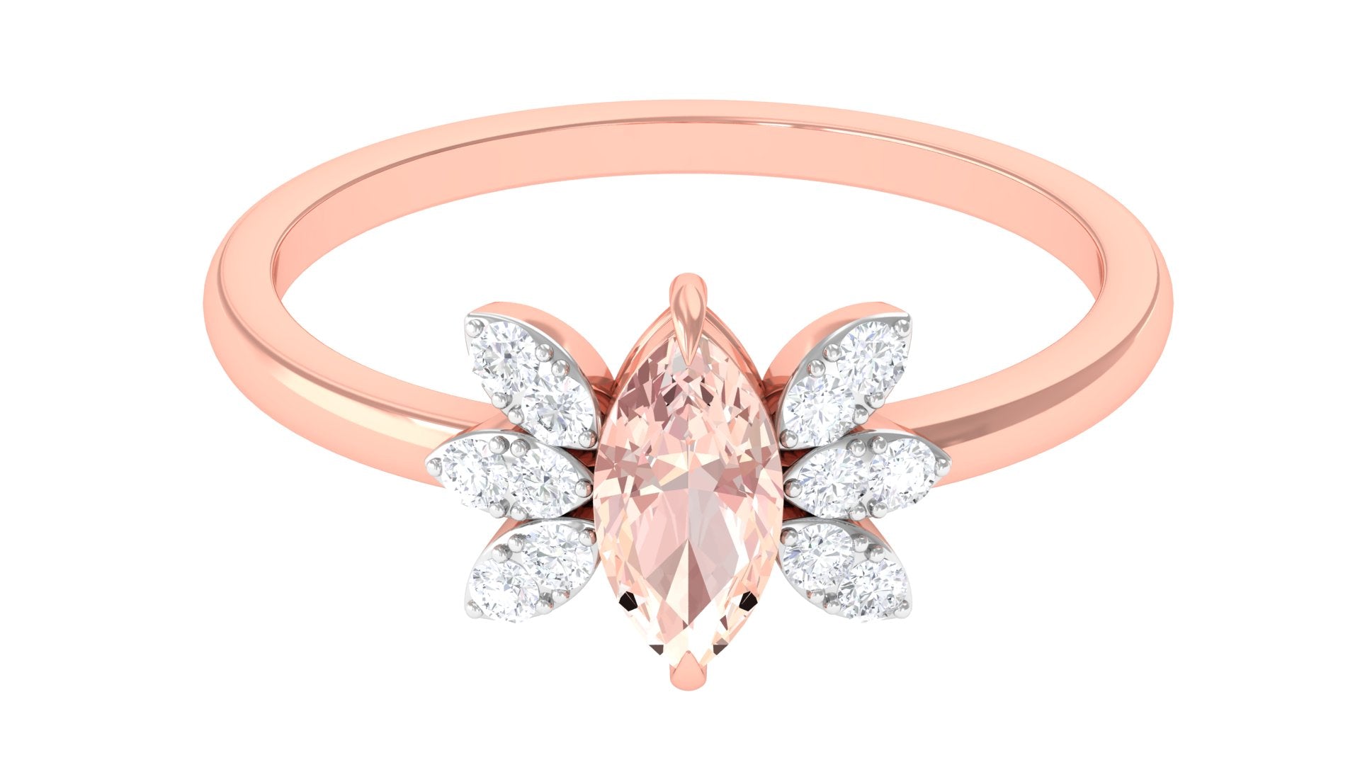 Rosec Jewels-1 Ct Marquise Morganite and Diamond Engagement Ring