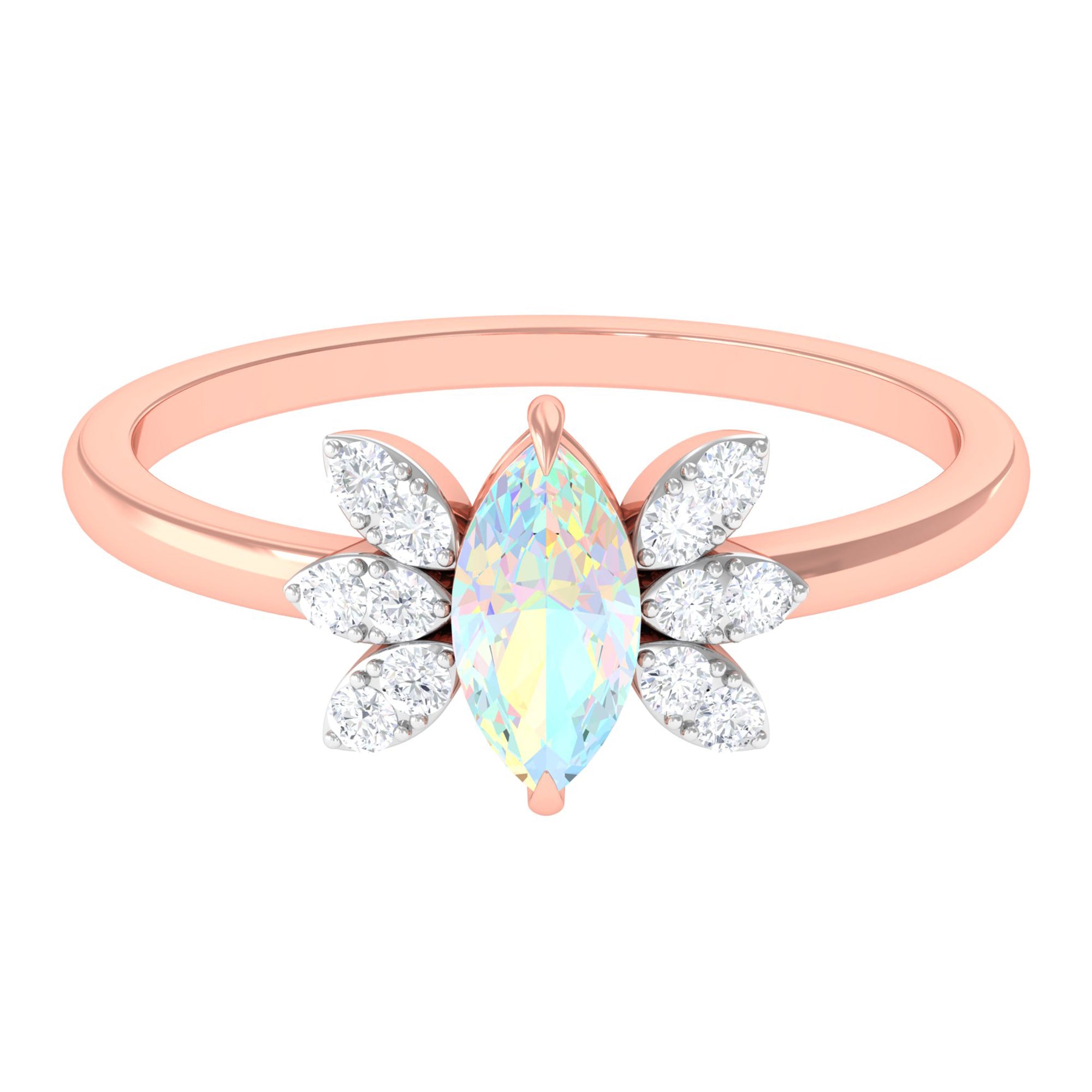 Rosec Jewels-Marquise Ethiopian Opal and Diamond Promise Ring