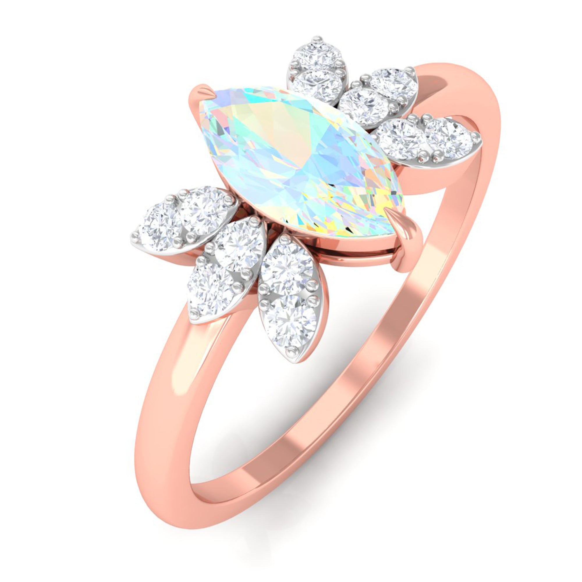 Rosec Jewels-Marquise Ethiopian Opal and Diamond Promise Ring