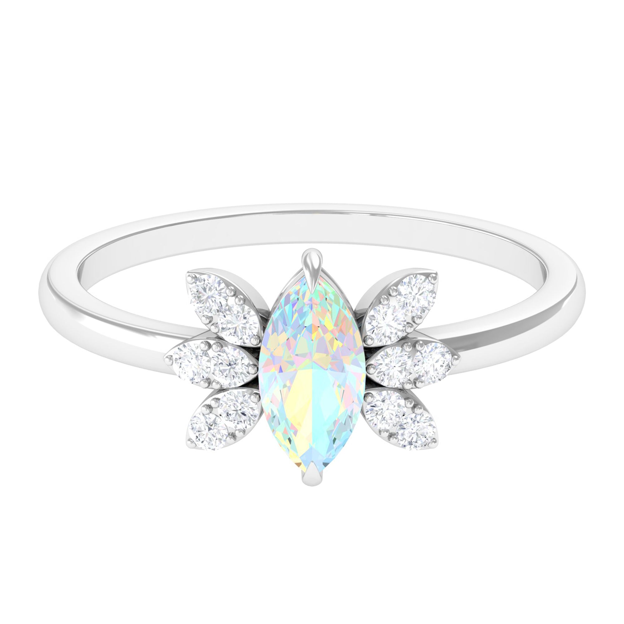 Rosec Jewels-Marquise Ethiopian Opal and Diamond Promise Ring