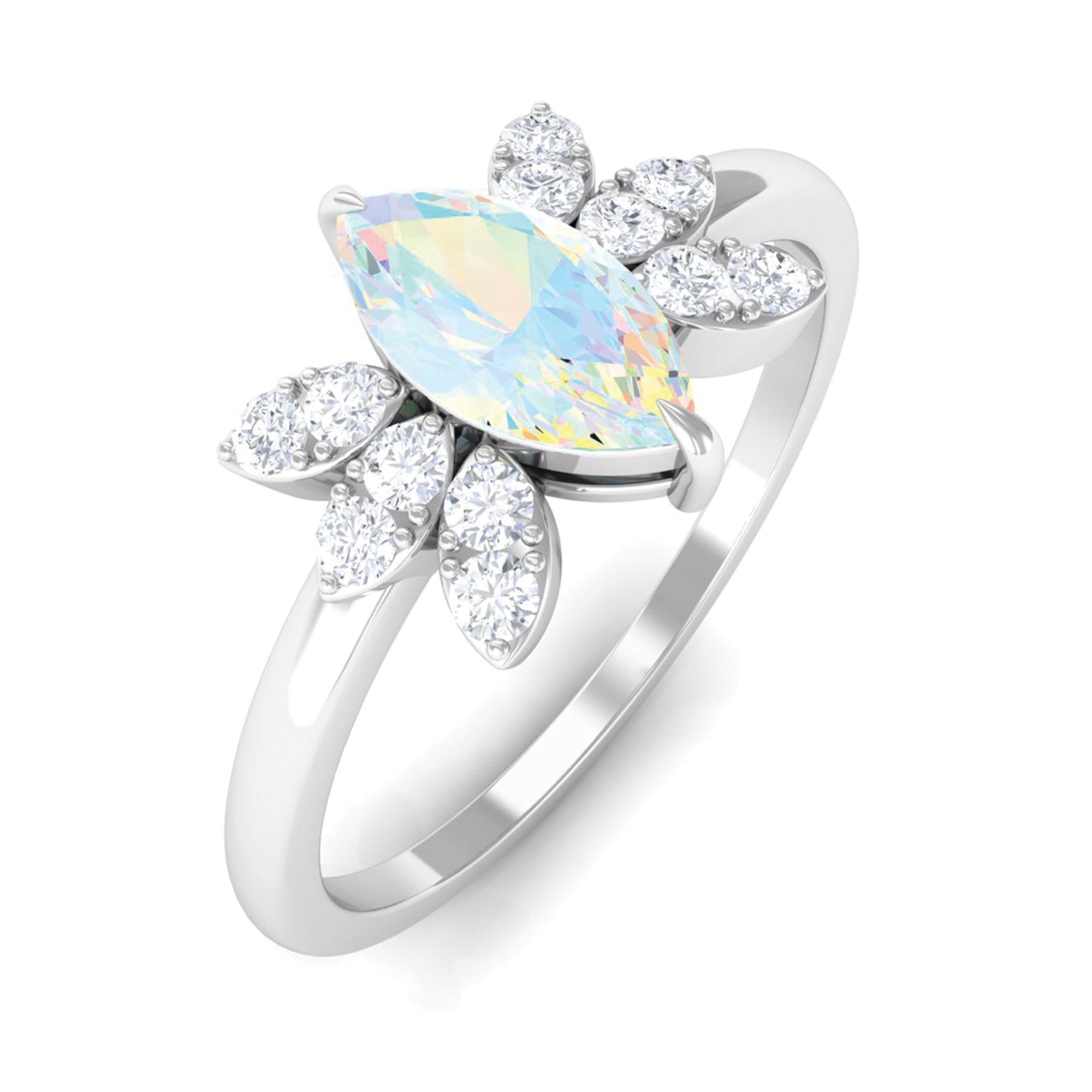 Rosec Jewels-Marquise Ethiopian Opal and Diamond Promise Ring