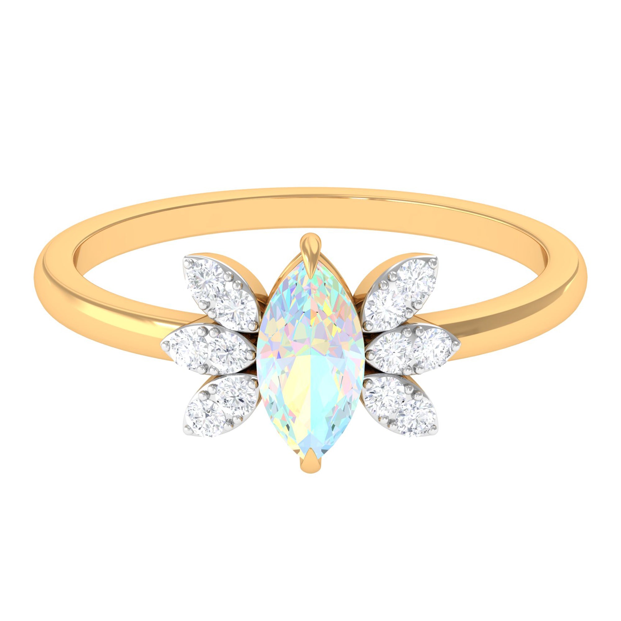 Rosec Jewels-Marquise Ethiopian Opal and Diamond Promise Ring