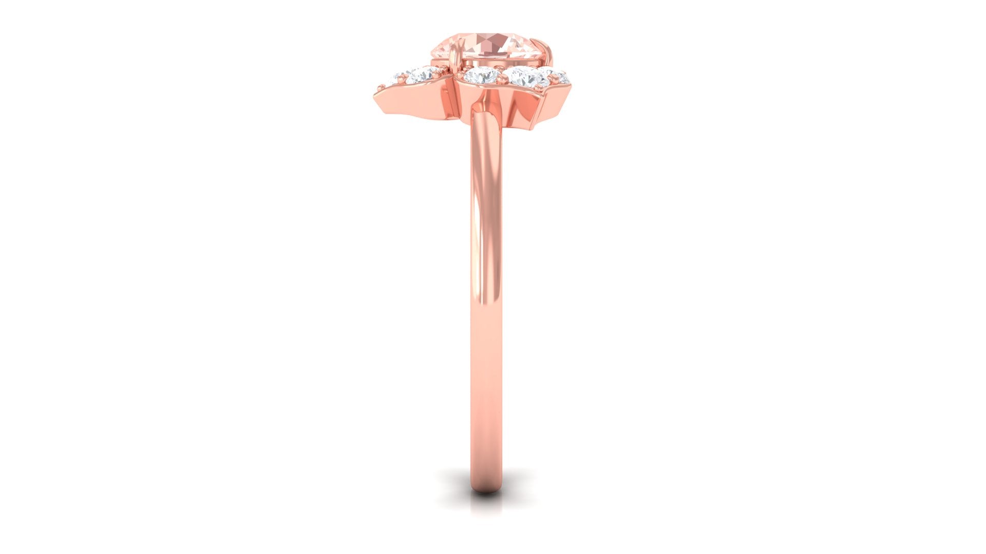 Rosec Jewels-1 CT Round Morganite Flower Engagement Ring with Diamond