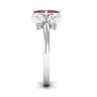 Rosec Jewels-2 CT Princess Cut Garnet Flower Engagement Ring with Diamond