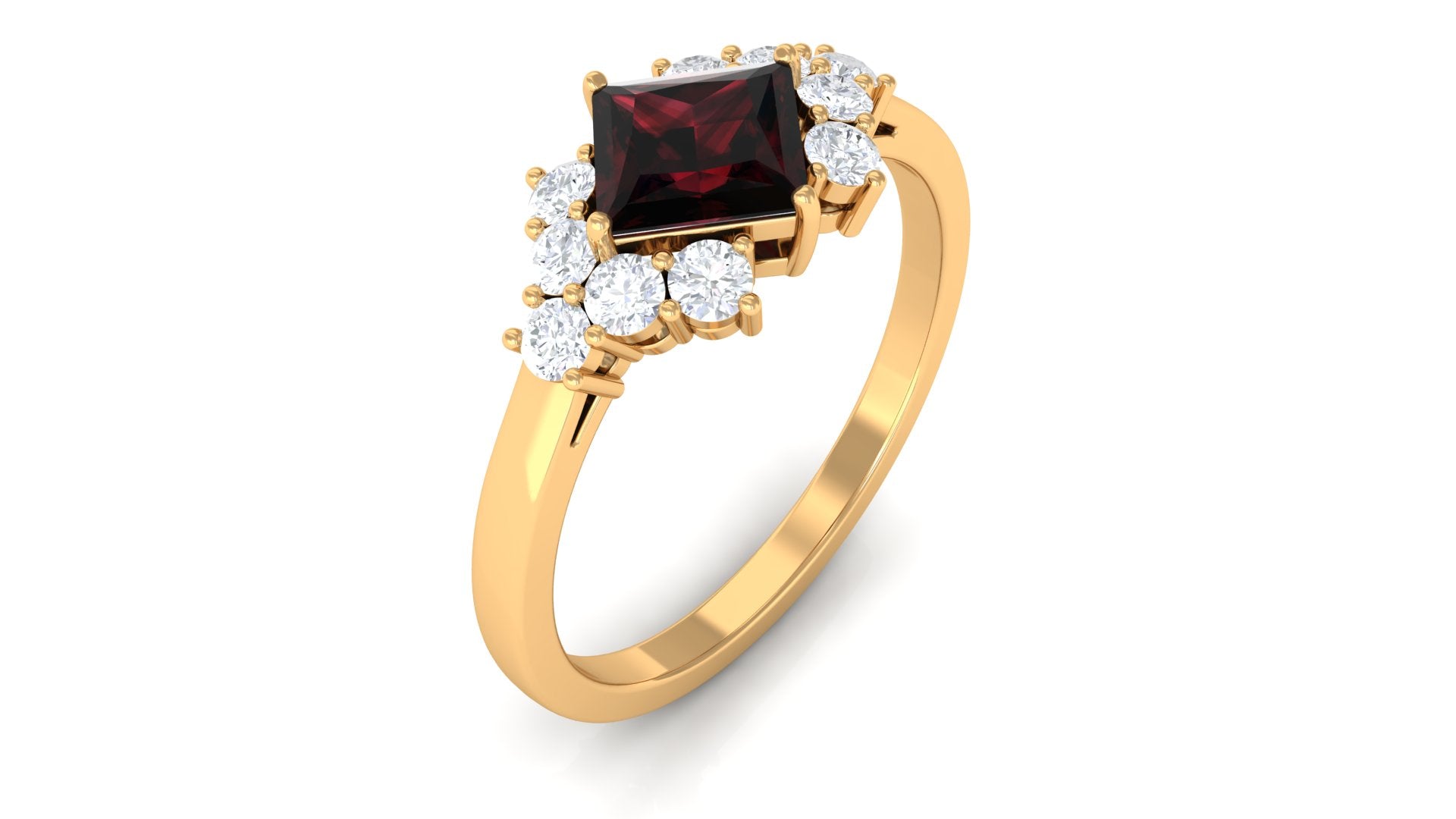 1.50 Ct Designer Garnet and Diamond Engagement Ring Garnet - ( AAA ) - Quality - Rosec Jewels