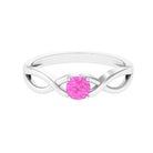 Rosec Jewels-Round Pink Sapphire Solitaire Promise Ring in Crossover Shank