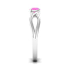 Rosec Jewels-Round Pink Sapphire Solitaire Promise Ring in Crossover Shank