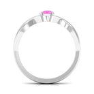 Rosec Jewels-Round Pink Sapphire Solitaire Promise Ring in Crossover Shank