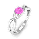 Rosec Jewels-Round Pink Sapphire Solitaire Promise Ring in Crossover Shank