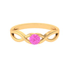 Rosec Jewels-Round Pink Sapphire Solitaire Promise Ring in Crossover Shank