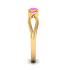 Rosec Jewels-Round Pink Sapphire Solitaire Promise Ring in Crossover Shank