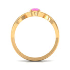 Rosec Jewels-Round Pink Sapphire Solitaire Promise Ring in Crossover Shank