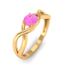 Rosec Jewels-Round Pink Sapphire Solitaire Promise Ring in Crossover Shank