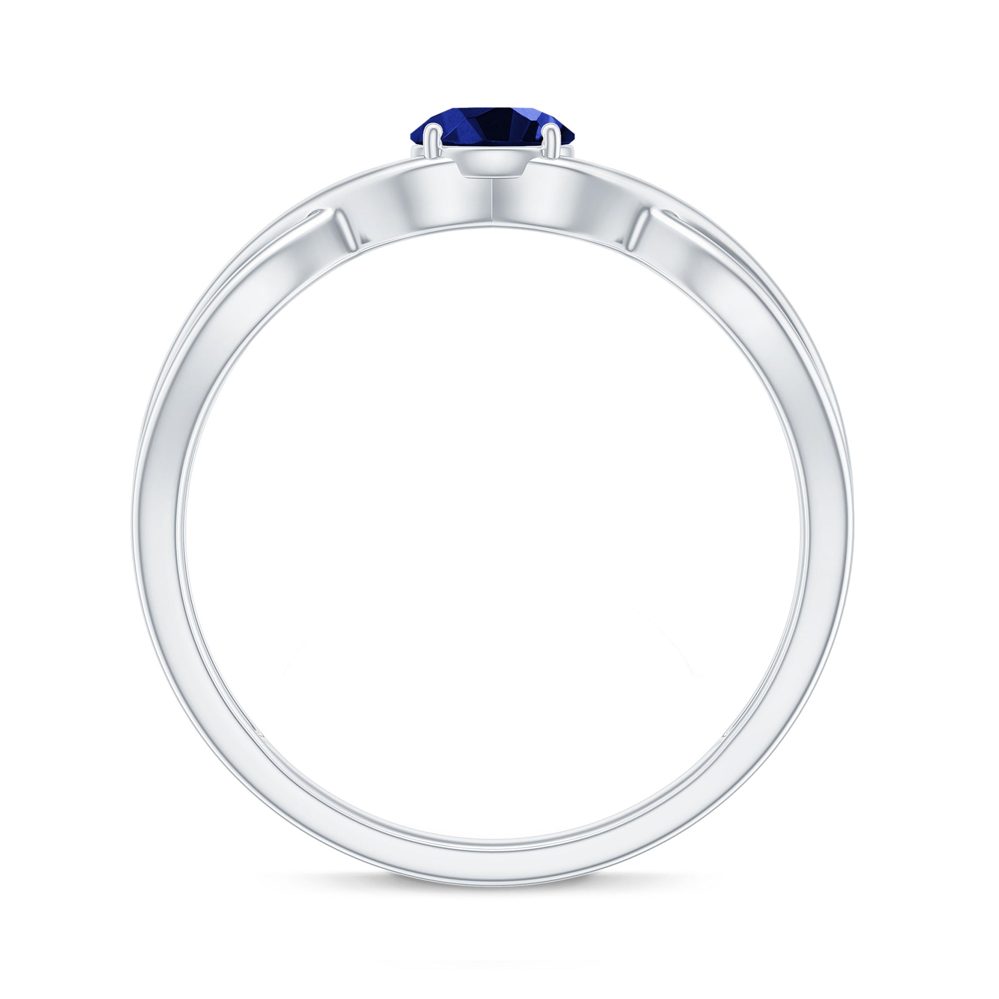 Rosec Jewels-3/4 CT Solitaire Created Blue Sapphire Crossover Engagement Ring