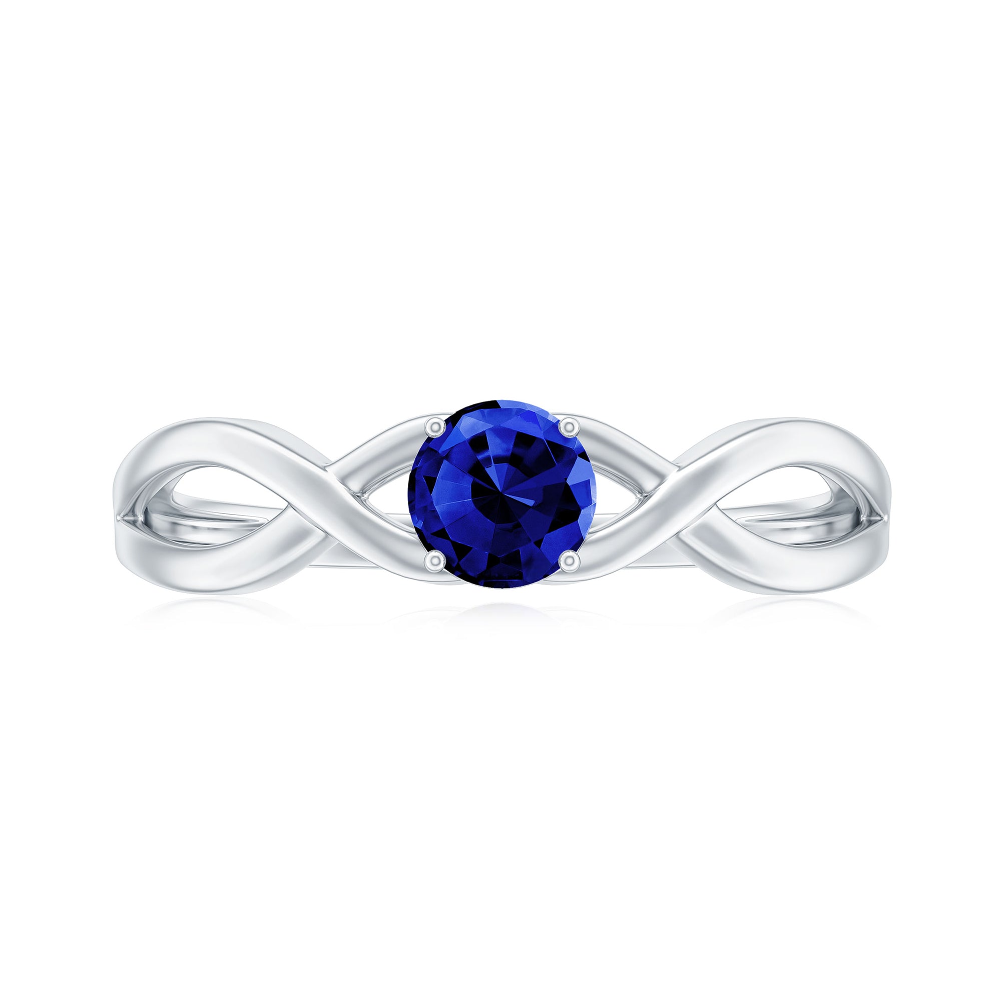 Rosec Jewels-3/4 CT Solitaire Created Blue Sapphire Crossover Engagement Ring