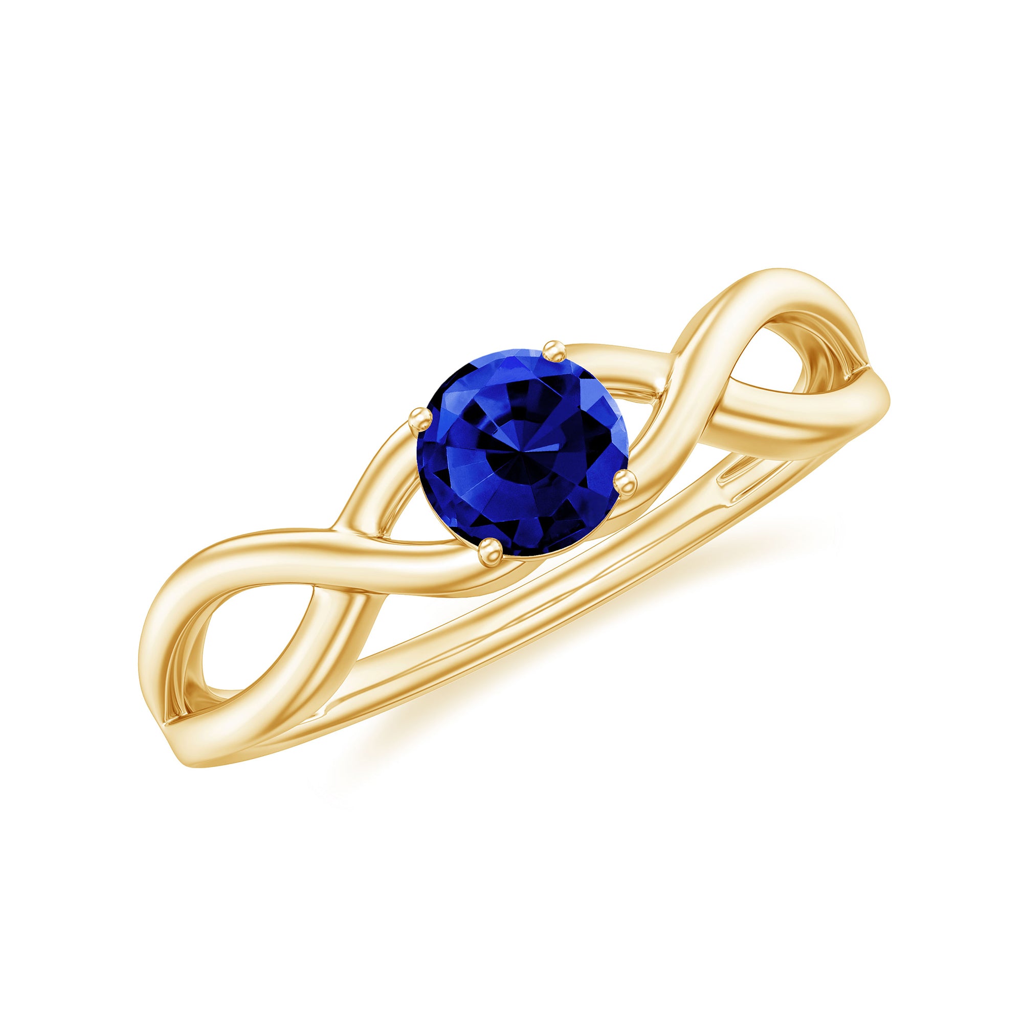 Rosec Jewels-3/4 CT Solitaire Created Blue Sapphire Crossover Engagement Ring