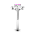 Rosec Jewels-Real Pink Sapphire Flower Engagement Ring with Diamond