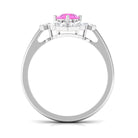 Rosec Jewels-Real Pink Sapphire Flower Engagement Ring with Diamond