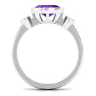 Rosec Jewels-Bezel Set Oval Amethyst Solitaire East West Ring with Diamond