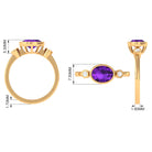 Rosec Jewels-Bezel Set Oval Amethyst Solitaire East West Ring with Diamond