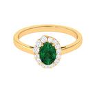 Rosec Jewels-Oval Shape Created Emerald and Diamond Classic Halo Engagement Ring