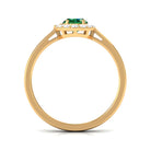 Rosec Jewels-Oval Shape Created Emerald and Diamond Classic Halo Engagement Ring