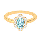 Rosec Jewels-1.25 CT Oval Aquamarine Cocktail Engagement Ring with Diamond Floral Halo