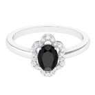 Rosec Jewels-1.25 CT Oval Black Onyx Cocktail Engagement Ring with Diamond Floral Halo