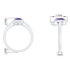 Rosec Jewels-Bezel Set Amethyst Teardrop Cocktail Ring with Diamond Accent