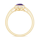 Rosec Jewels-Bezel Set Amethyst Teardrop Cocktail Ring with Diamond Accent