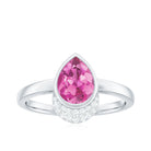 Rosec Jewels-Classic Pink Tourmaline Teardrop Engagement Ring with Diamond