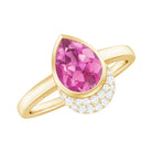 Rosec Jewels-Classic Pink Tourmaline Teardrop Engagement Ring with Diamond