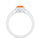 Rosec Jewels-Bezel Set Fire Opal Teardrop Cocktail Engagement Ring with Diamond Accent