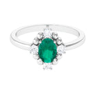 Rosec Jewels-1 CT Oval shape Emerald Cocktail Ring with Diamond