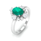 Rosec Jewels-1 CT Oval shape Emerald Cocktail Ring with Diamond