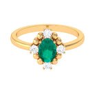 Rosec Jewels-1 CT Oval shape Emerald Cocktail Ring with Diamond