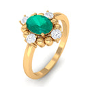 Rosec Jewels-1 CT Oval shape Emerald Cocktail Ring with Diamond