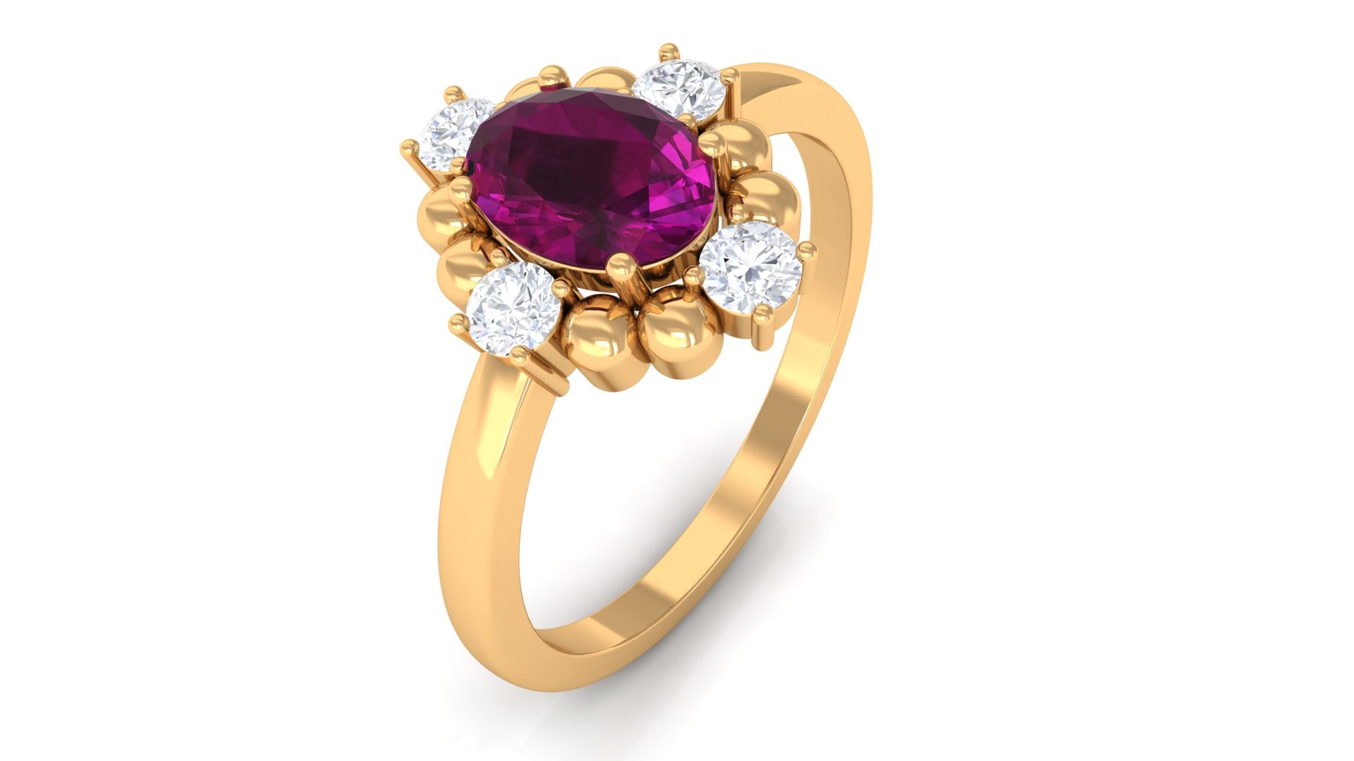 Rosec Jewels-Oval Rhodolite and Diamond Cocktail Ring