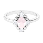 Rosec Jewels-Oval Rose Quartz Cocktail Ring with Diamond