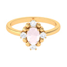 Rosec Jewels-Oval Rose Quartz Cocktail Ring with Diamond