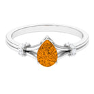 Rosec Jewels-Pear Shape Citrine and Diamond Solitaire Ring in Split Shank