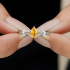 Rosec Jewels-Pear Shape Citrine and Diamond Solitaire Ring in Split Shank