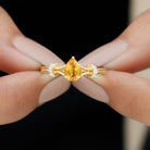 Rosec Jewels-Pear Shape Citrine and Diamond Solitaire Ring in Split Shank