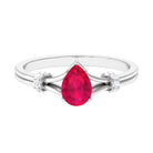 Rosec Jewels-Pear Ruby Solitaire Ring with Diamond in Split Shank