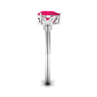 Rosec Jewels-Pear Ruby Solitaire Ring with Diamond in Split Shank