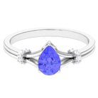 Rosec Jewels-Pear Shape Tanzanite and Diamond Solitaire Ring in Split Shank